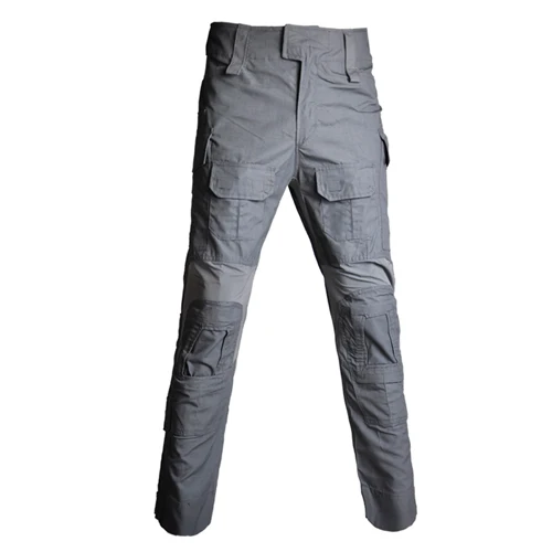 GREY Pads Уличные камуфляжные военные тактические штаны армейские Мультикам униформа брюки страйкбол Пейнтбол боевые брюки карго с наколенниками - Цвет: GREY Pads