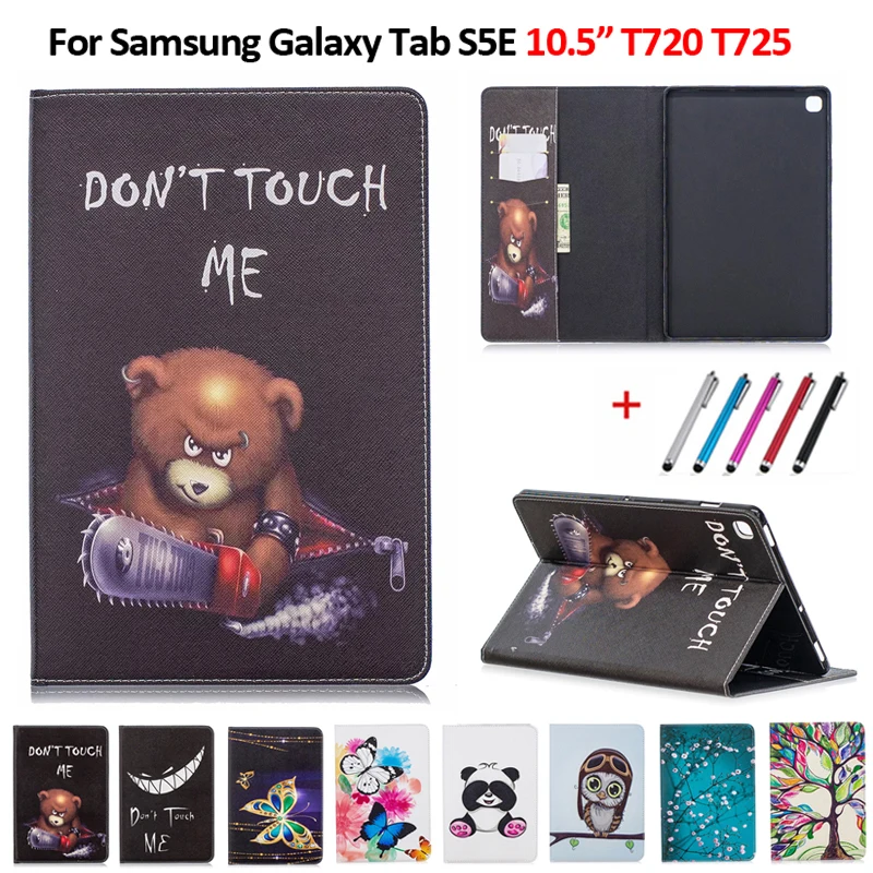 

Smart PU Leather Printed Cover For Samsung Galaxy Tab S5e Case SM-T720 SM-T725 Tablet Cover Funda Capa For S5e Case + Pen