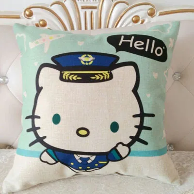 Новая красивая льняная Подушка с рисунком «hello kitty Kitty», подушка для дивана, Офисная подушка для талии, спинка кровати - Цвет: Navy blue kt