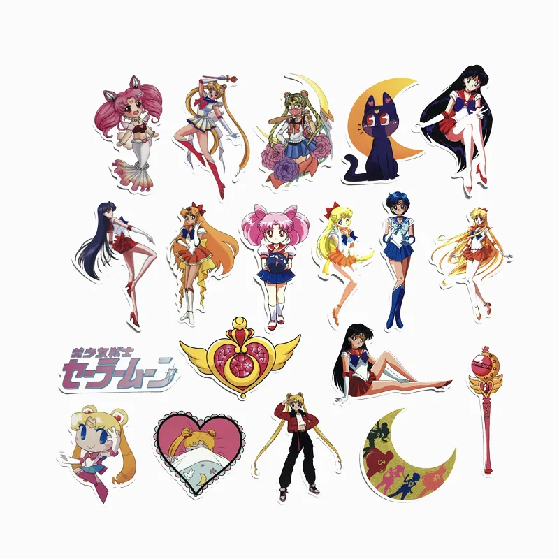 75 unids/set Anime Sailor Moon pegatina de dibujos animados pegatinas impermeables para ordenador portátil maleta bicicleta