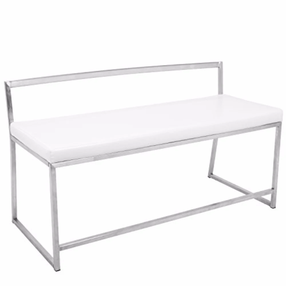 Fuji Contemporary Dining / Entryway Bench in White  by LumiSource