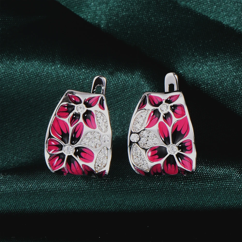 RainMarch, 925 пробы, серебряные серьги для женщин, эмалированные серьги-гвоздики, серьги-подвески, Brincos, цветочные серьги для помолвки, ювелирные изделия