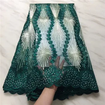 

Nigerian Tulle Lace Fabric green African Lace Fabric For Wedding Embroidery French Lace Fabric With Stones