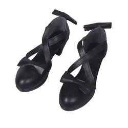 D. VA черный Кот Косплэй костюм Обувь Хэллоуин высокий каблук лук прекрасный Сапоги и ботинки для девочек с перекрестными ремешками Обувь на