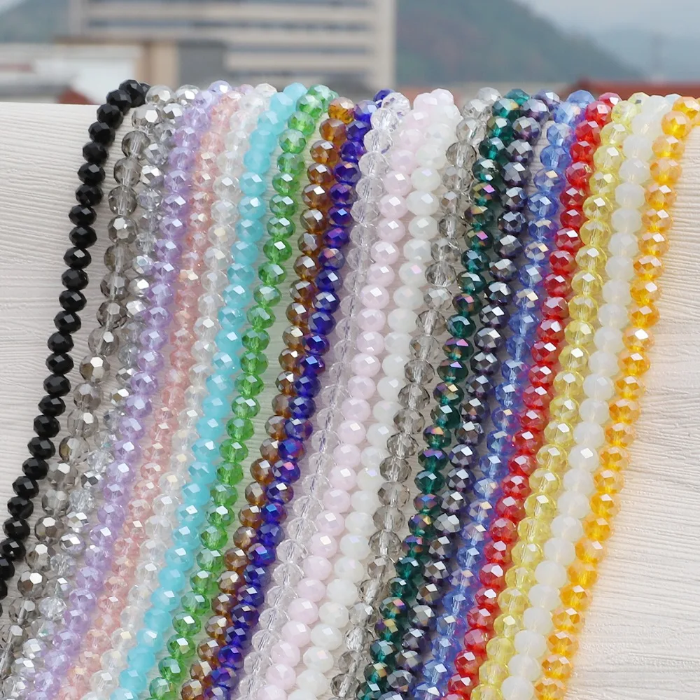 175pcs/lot 2mm Multi Color Rondelle Austria faceted Crystal Glass Beads Loose Spacer Round Beads Jewelry Making crystal glass beads