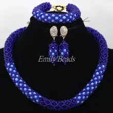 Smart Африканский синий кристалл Бусины комплект ювелирных в нигерийском стиле Бусины Африканский Свадебный комплект ювелирных изделий aij974