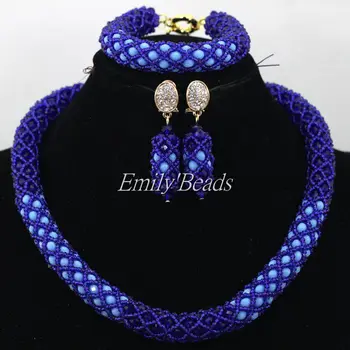 

2016 Smart African Blue Crystal Beads Jewelry Set Fashion Nigerian Beads African Wedding Jewelry Set Free Shipping AIJ974