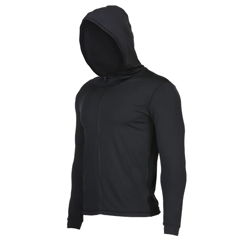 Men running jacket Sports fitness Long sleeves Hooded Tight Gym Soccer basketball Outdoor