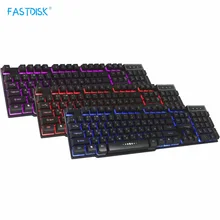 FASTDISK Russian / English 3 Color Backlight Gaming Keyboard Teclado Gamer Floating LED Backlit USB Similar Mechanical Feel
