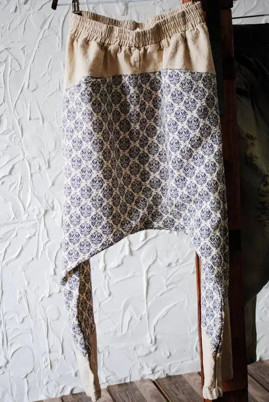 Асимметричные 2017 Осенние повседневные стильные ретро цветные широкие шаровары с