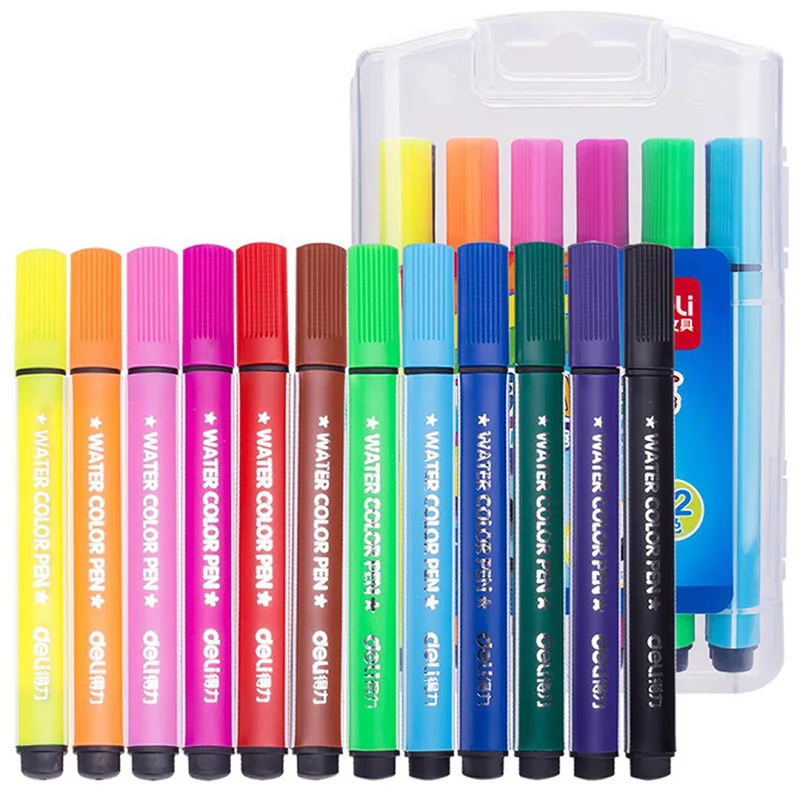 

12 Colors Watercolor Pen Color Pen Markers Drawing Art Supplies Set Water Washing School Graffiti Pen Environmental