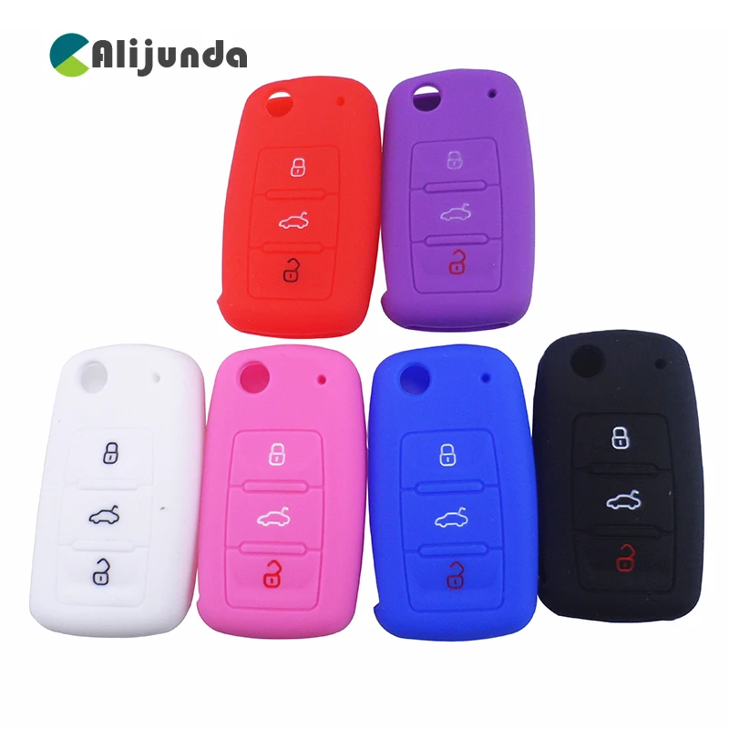 

Silicone Car Key Cover Case For Volkswagen Folding Key Fob Protective Case For Vw Passat Polo Beetle Bora Touran Touareg