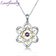 Loverjewlery цельное 18 К многоцветное Золотое бриллиантовое танзанитное обручальное ожерелье с подвеской в форме цветка, хорошее ювелирное изделие WP019