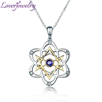 

LOVERJEWELRY Pendant Jewelry Solid 18Kt Multi-tone Gold Diamond Tanzanite Engagement Pendant Necklace Flower Shape Fine Jewelry