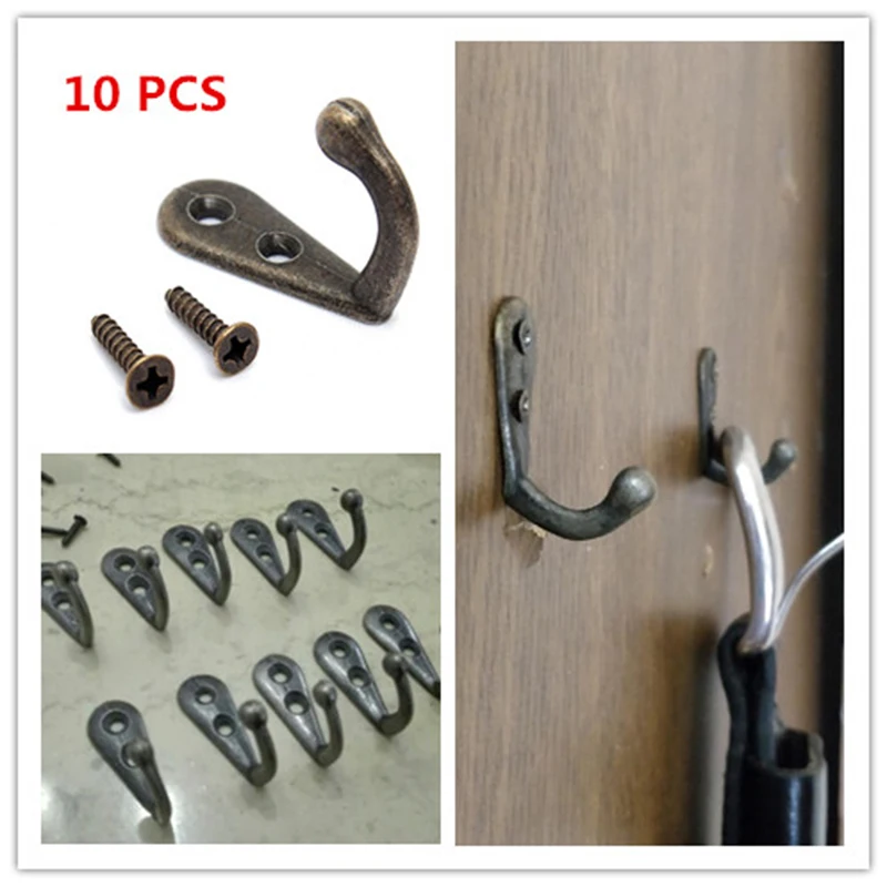 

10Pcs Cloth Hook Hangers Vintage Bronze Wall Hook Rustic Key Coat Bag Hat Hanger Rustic Robe Hooks Wall Hanging Hooks Coat Rack