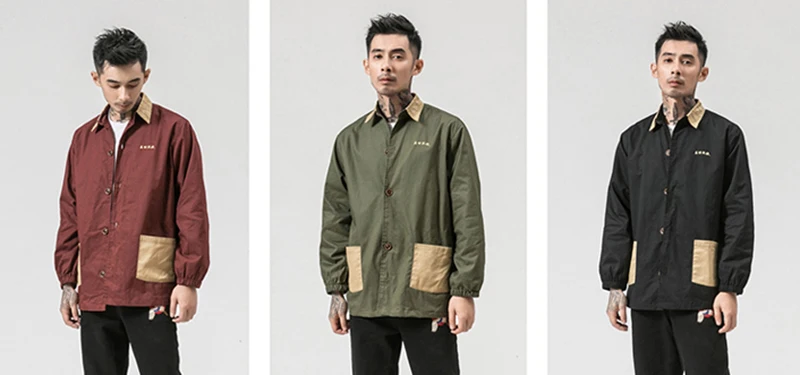 HISTREX ветровка мужская длинная часть печати личности рубашка осень ретро Японский китайский стиль куртка прилива HT5TS1