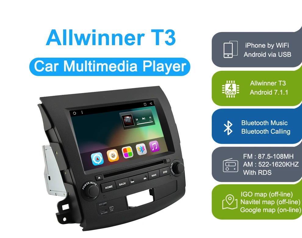Sale AUTOTOP Android 7.1 Car DVD GPS For Mitsubishi Outlander 2006-2014/Peugeot 4007/Citroen C-Crosser 2 Din Car Multimedia Player 0