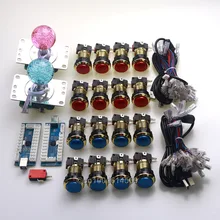 Free Shipping ! New Zero Delay USB Encoder To PC LED 5 Pin 4/8 Way Joysticks & 16pcs Gold LED Push Buttons For Windows PC Games