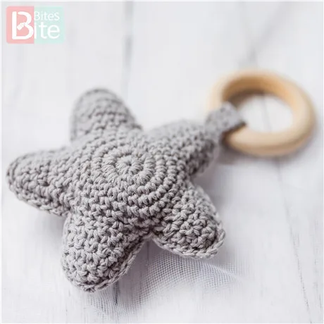 Bite bings 1 шт. Amigurumi Star Mobile для детской кроватки, подвесные игрушки, погремушки для младенцев, забавные Развивающие игрушки для малышей, вязанные крючком детские игрушки - Цвет: Grey Star