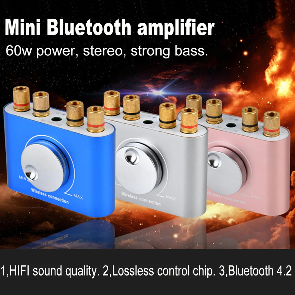 

12V 60W Amplifier HIFI Digital Bluetooth 4.2 Mini 2.0 Desktop Audio Player
