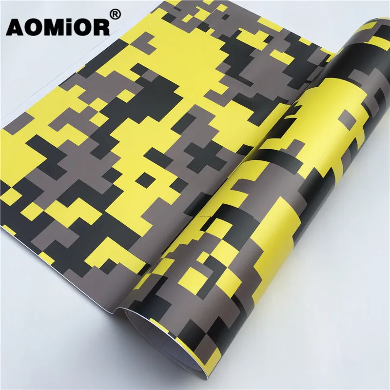 

Yellow Digital Camouflage Car Vinyl Wrap Film Roll Car Sticker Foil Sticker Sheet Bubble Free Bike Console Computer Laptop Skin