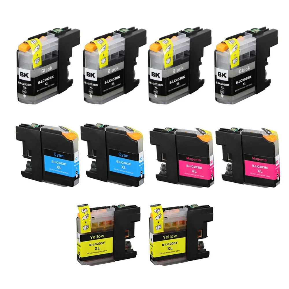10PK LC203XL Full Chipped Ink Cartridge for Brother MFC J480DW MFC