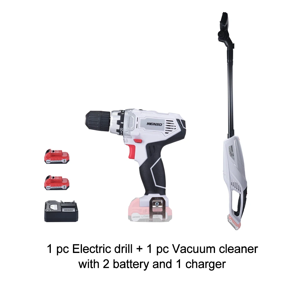 

Keinso 12V power tools set Vacuum cleaner and Electric drill with two lithium battery and one charger