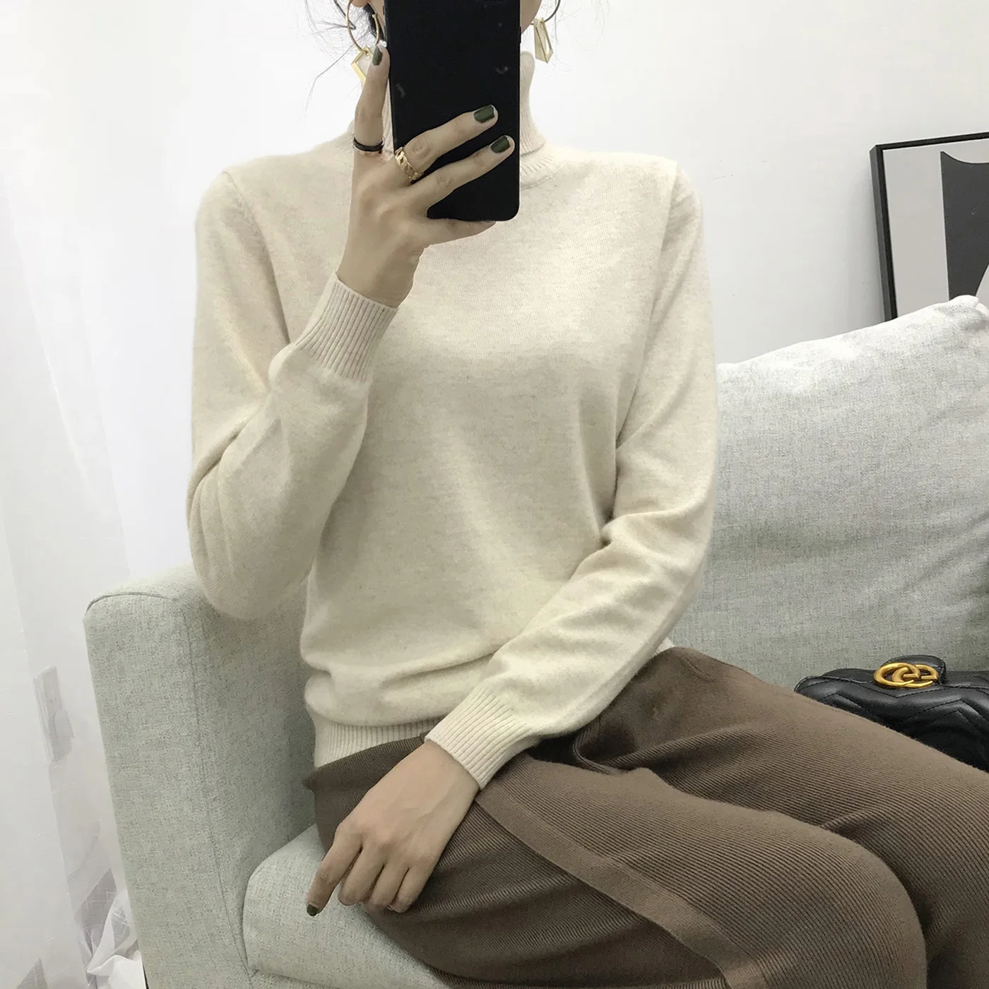 Цена 2019 кашемировый свитер Для женщин Водолазка Для женщин трикотажные водолазки зимний кашемировый свитер для Для женщин теплые свитера женск...