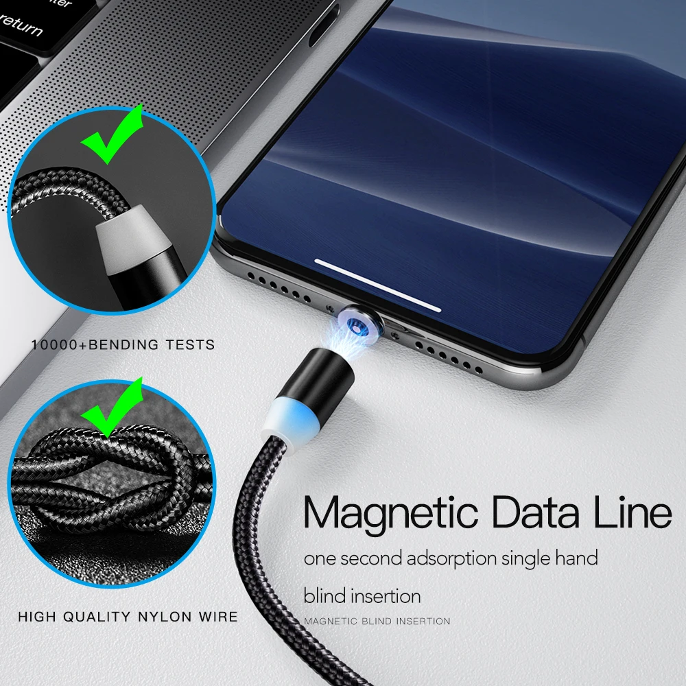 Магнитный USB кабель для быстрой зарядки iPhone 11 XR XS MAX X 8 7 6S Plus 1 м|Зарядные