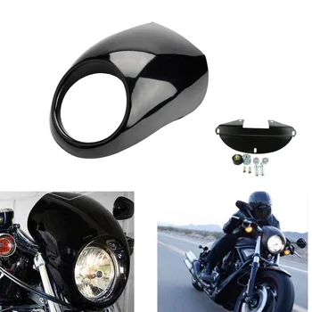 

Gloss Black 5 3/4" Motorcycle Front Headlight Cowl Fairing Screen Mask For Harley Sportster Dyna 883 1200