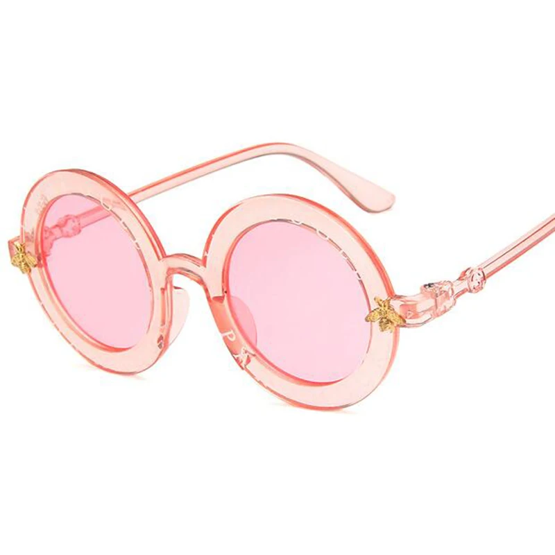 Роскошные винтажные стимпанк пчела дети солнцезащитные очки мальчики девочки Круглые Солнцезащитные очки детские солнцезащитные очки Oculos Feminino аксессуары - Цвет линз: Розовый