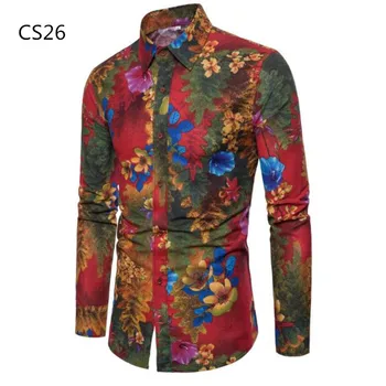 

Men's best-selling long sleeve shirt casual new cotton and linen long sleeve shirt fashion printed long sleeve shirt