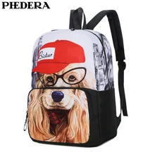 PHEDERA New Middle School Student Backpack Dog Printing Canvas Rucksack Female Outdoor Shoulder Back Bags Girl Backpacks 2019 PHEDERA New Middle School Student Backpack Dog Printing Canvas Rucksack Female Outdoor Shoulder Back Bags Girl Backpacks 2019