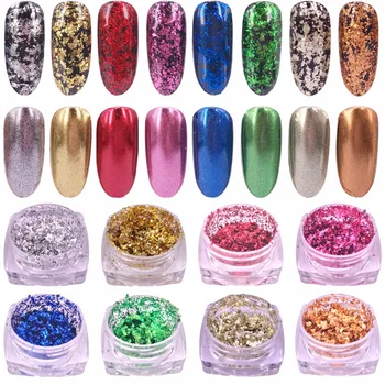 

1 Box Mirror Glitter Silver Gold etc Colors Nail Flakes Bling Nail Sequins Shinning Nail Art Glitter Powder Paillette Decoration