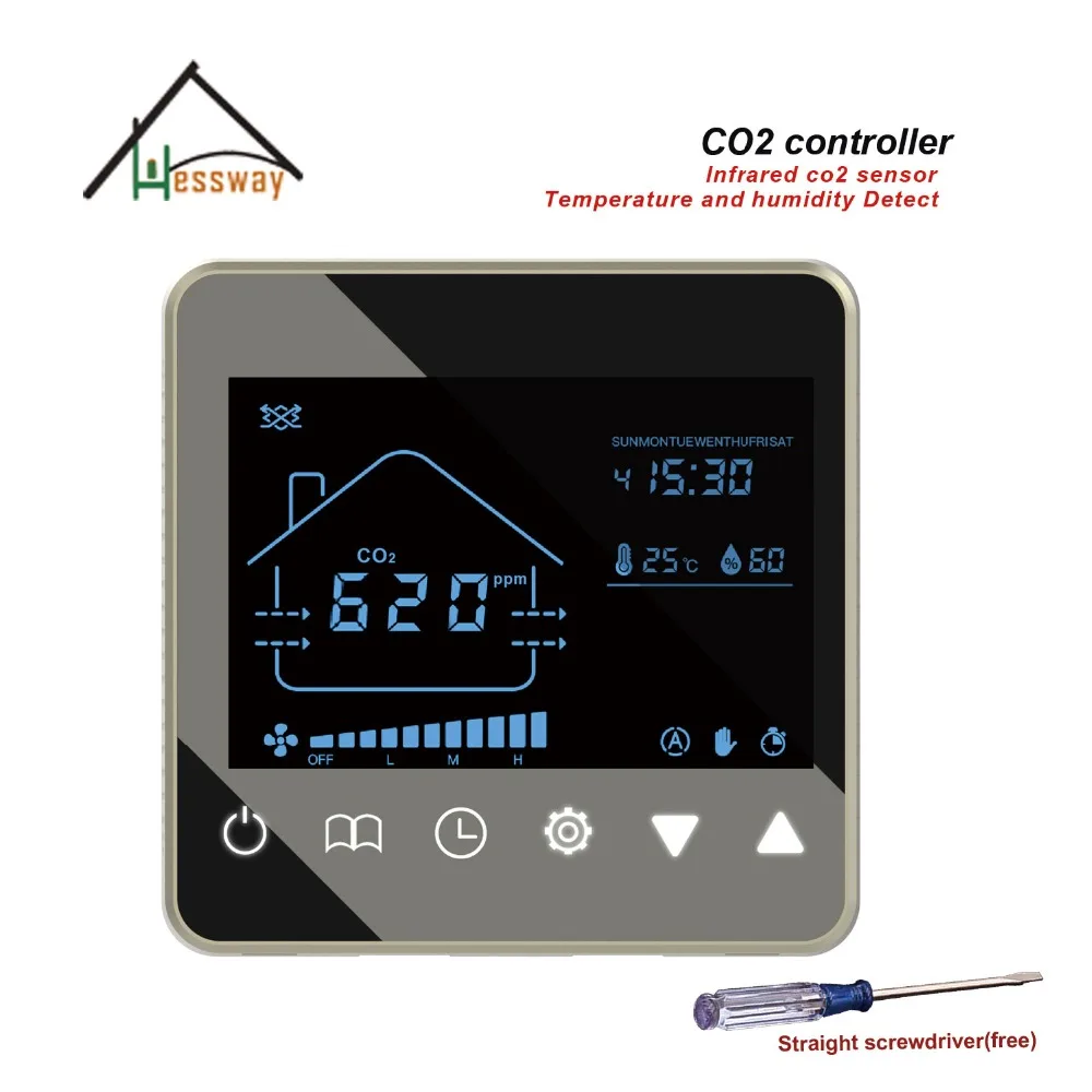 HESSWAY 3 speed Ventilation System NDIR co2 monitor detector for temperature humidity