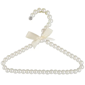 

NEW Faux Pearl Bow Clothes Hangers Hook for Children Kids Bowknot White