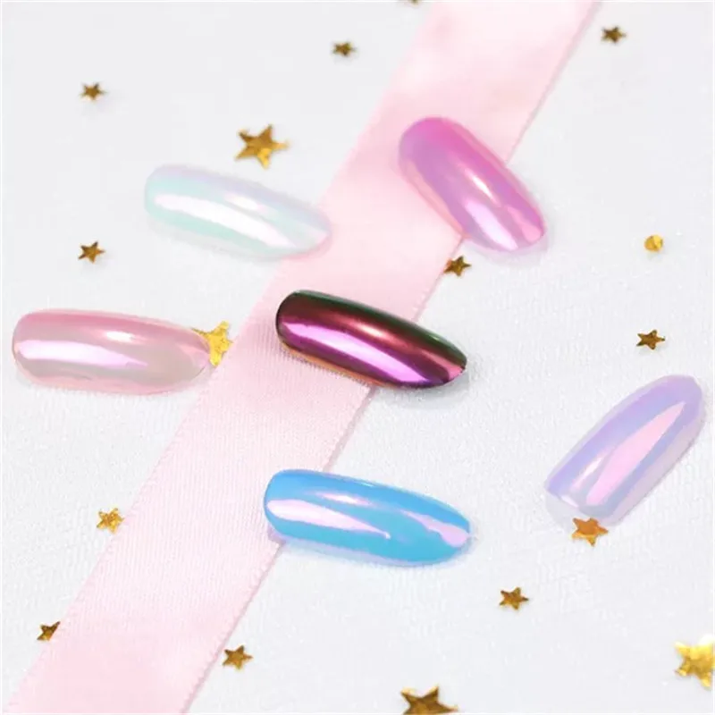 1 piezas Aurora de neón, clavo en polvo de cromo pigmento polvos brillo para uñas polvo de uñas de manicura arte decoración 0,3g