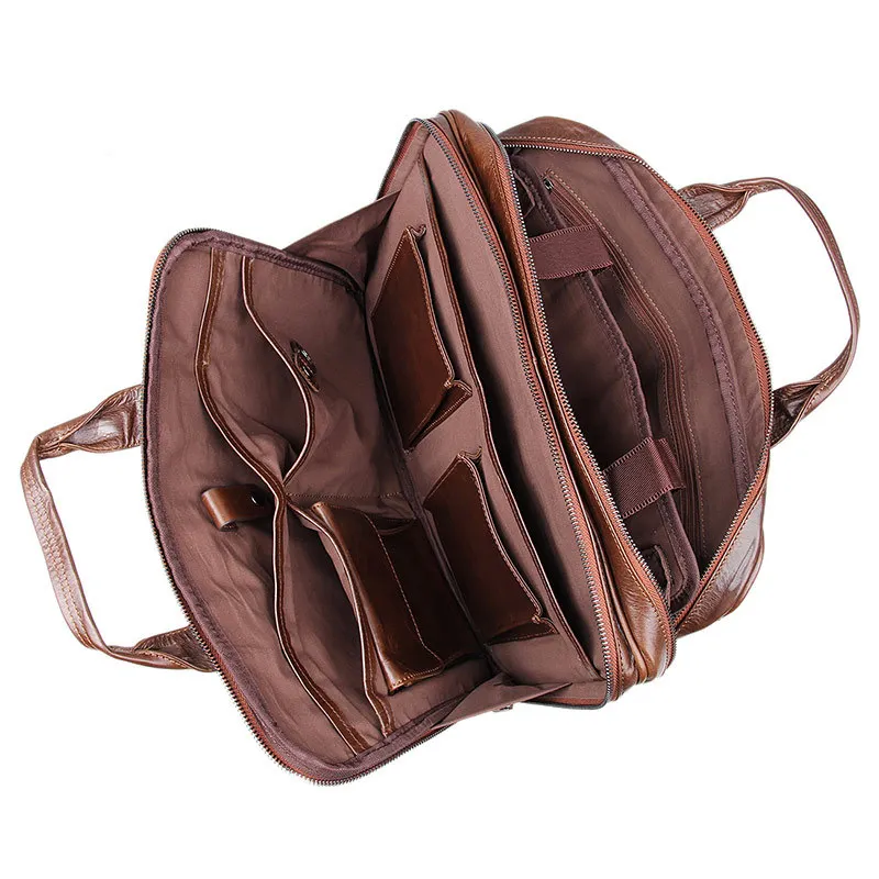 Hohe 14 Business Qualität Echtem Schulter Messenger Vintage M7005 Bags Aktentasche Leder Männer