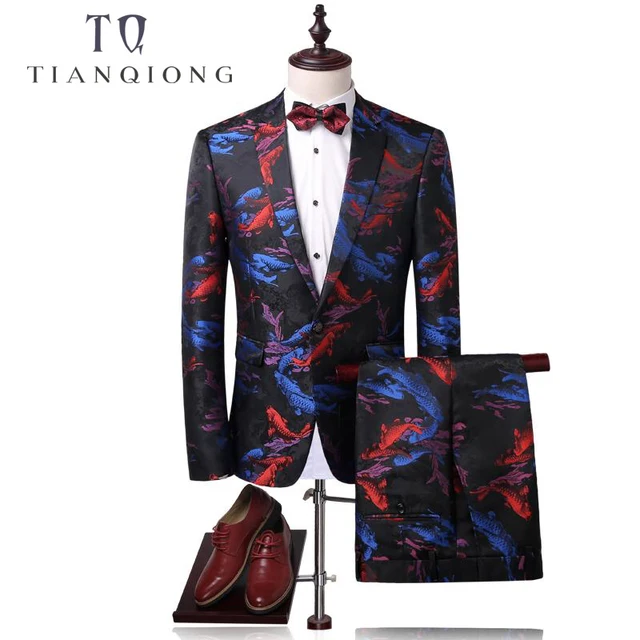 Tian Qiong Men Suit Latest Coat Pant Designs Wedding Suits 2018 Tian Qiong Men Suit Latest Coat Pant Designs Wedding Suits 2018 Fish Print Mens