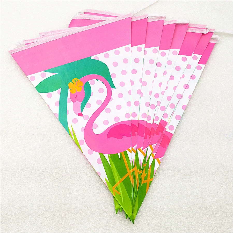 1pc Flamingo Banner Baby Shower Paper Banner Kids Birthday Party Decor Flag^