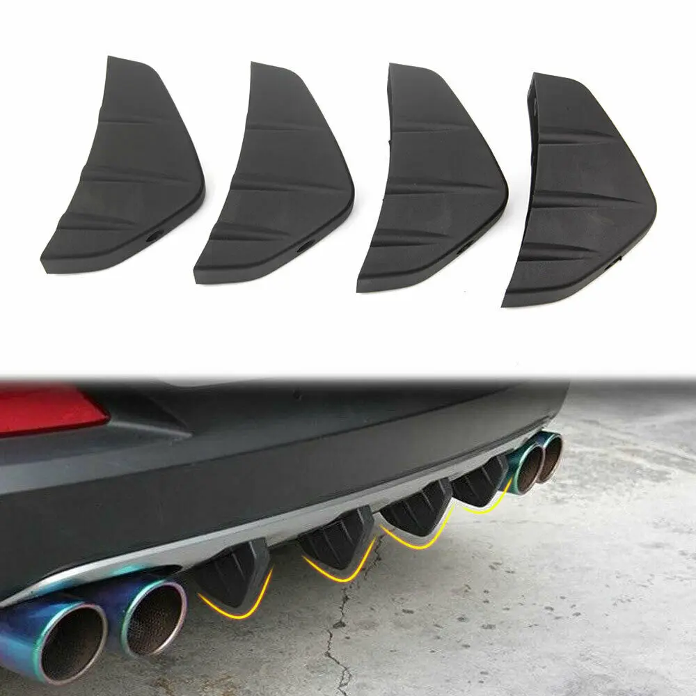 

BBQ@FUKA 4pcs Universal Black Promotion Car Rear Bumper Diffuser Scratch Protector Trim for bmw e36 ford focus 2 audi a3 toyota