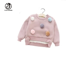 Yejia Fashion 2016 New Autumn Irregular Girl Sweatshirt Long Sleeve Cute Hair Ball Thicken Cashmere Warm Pullovers Sweatshirt