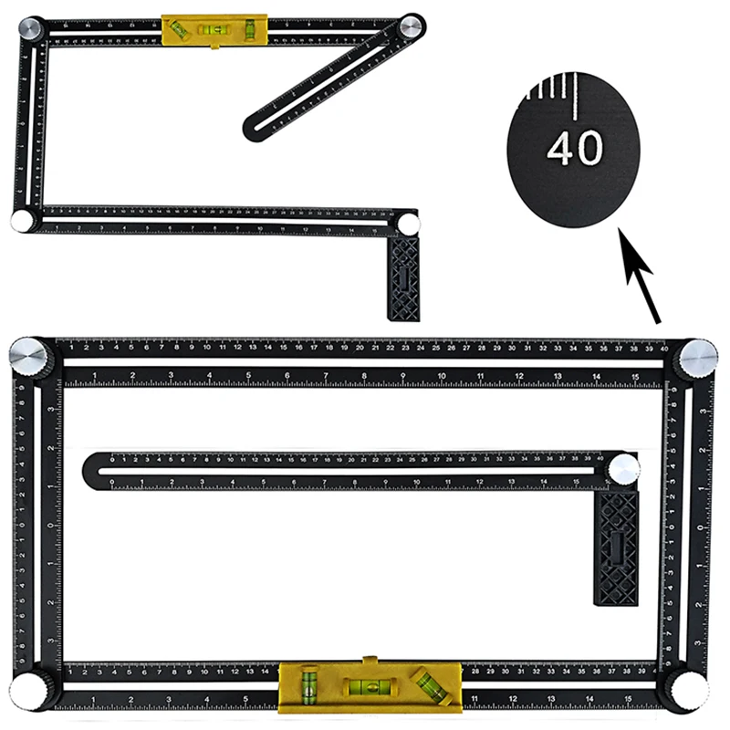 SixFolding Adjustable Ruler Aluminum Alloy