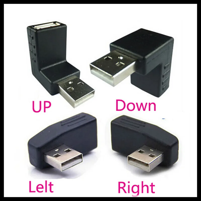 

90 Degree Right Angle Usb Male to Female Connector Redirectional Adapter left + right + up + down