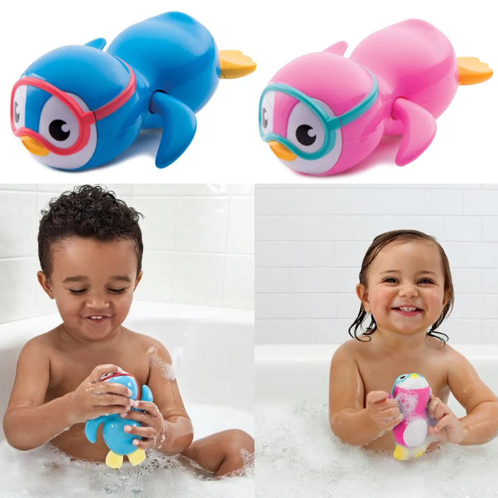 Baby bathing toys playing water clockwork toys swimming penguin