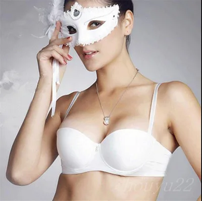 

BRZFMRVL white color fashion gather solid sexy lingerie bra Seamless Underwire cute bra 1/2 Cup Sexy Strap Push Up Bra for Women