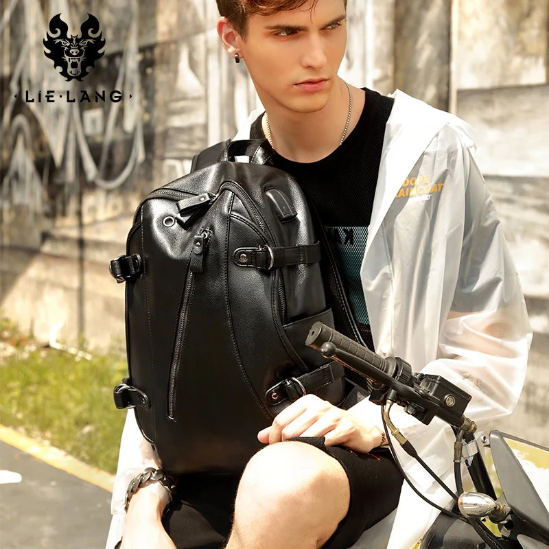Мужской рюкзак, внешний USB зарядка, водонепроницаемый рюкзак, модная Дорожная сумка из искусственной кожи, повседневная школьная сумка, кожаный рюкзак для подростков