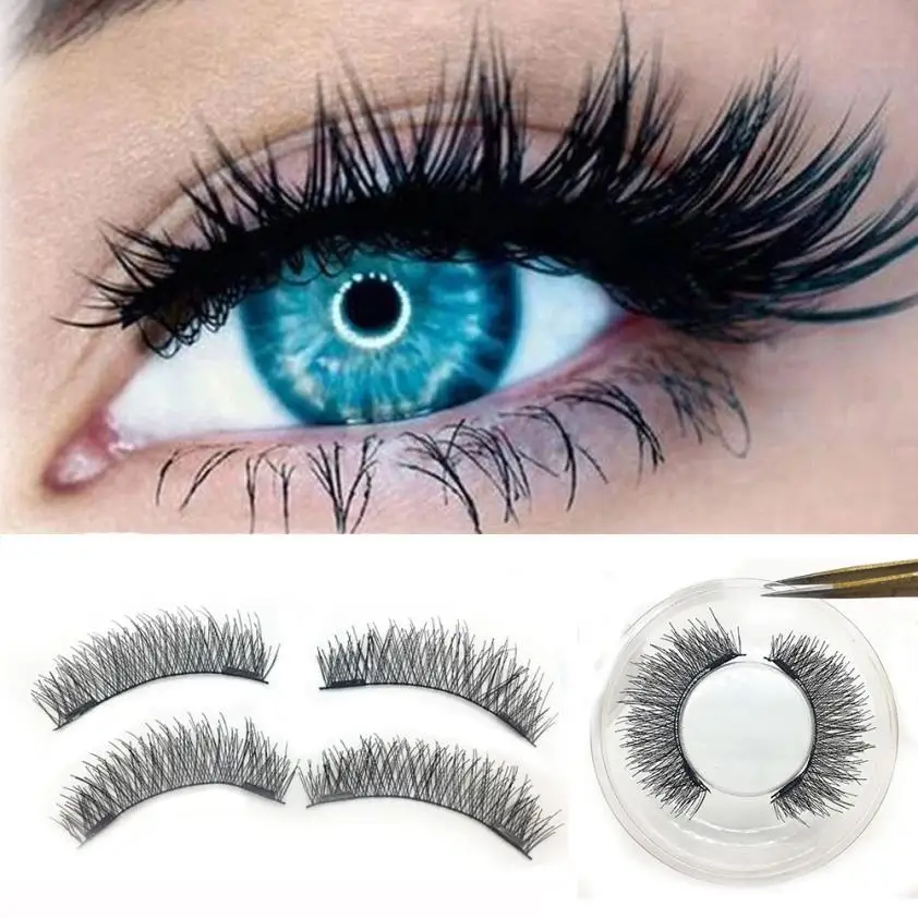 

1 Pair 4Pcs Double Magnetic Eye Lashes Ultra-thin 0.2mm Long think 3D magnetic false eyelashes natural Lahses 2U0103