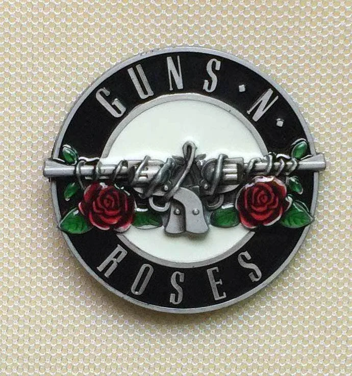Buy Round Gun's n' Rose Belt Buckle with pewter finish