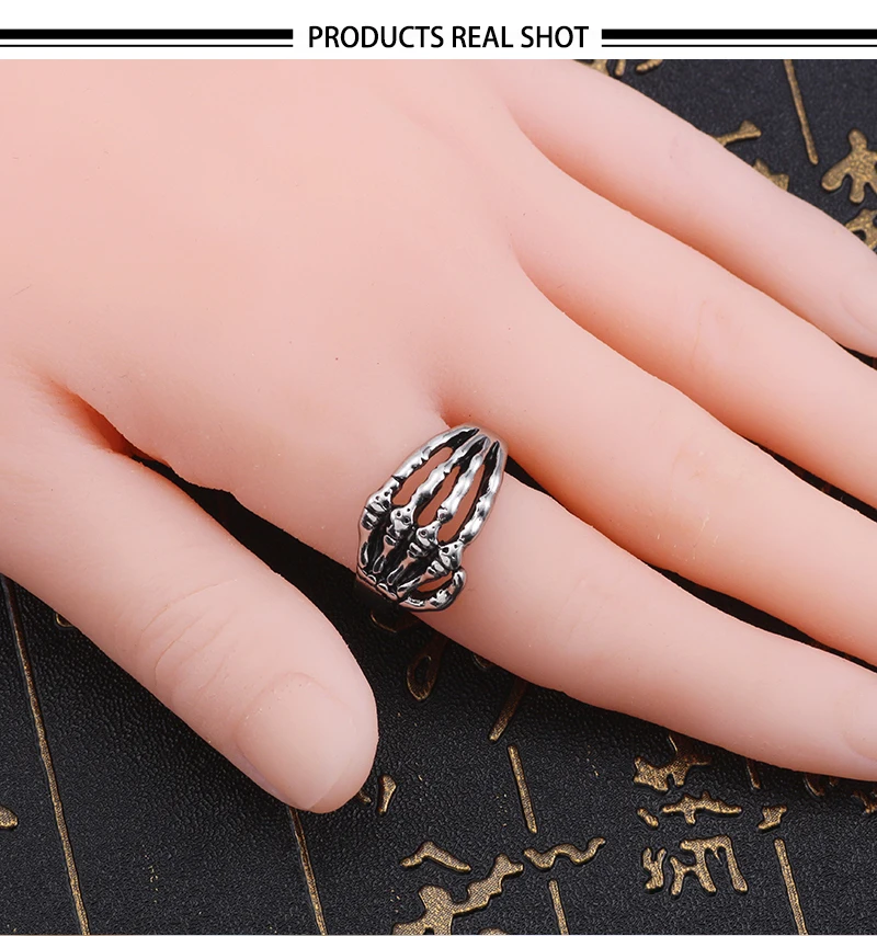 Кольцо в стиле панк с черепом для мужчин, ювелирное изделие, Винтажное кольцо в стиле стимпанк из нержавеющей стали, готическое кольцо в стиле хип-хоп, 3D кольца с животными, рождественское ювелирное изделие, подарок